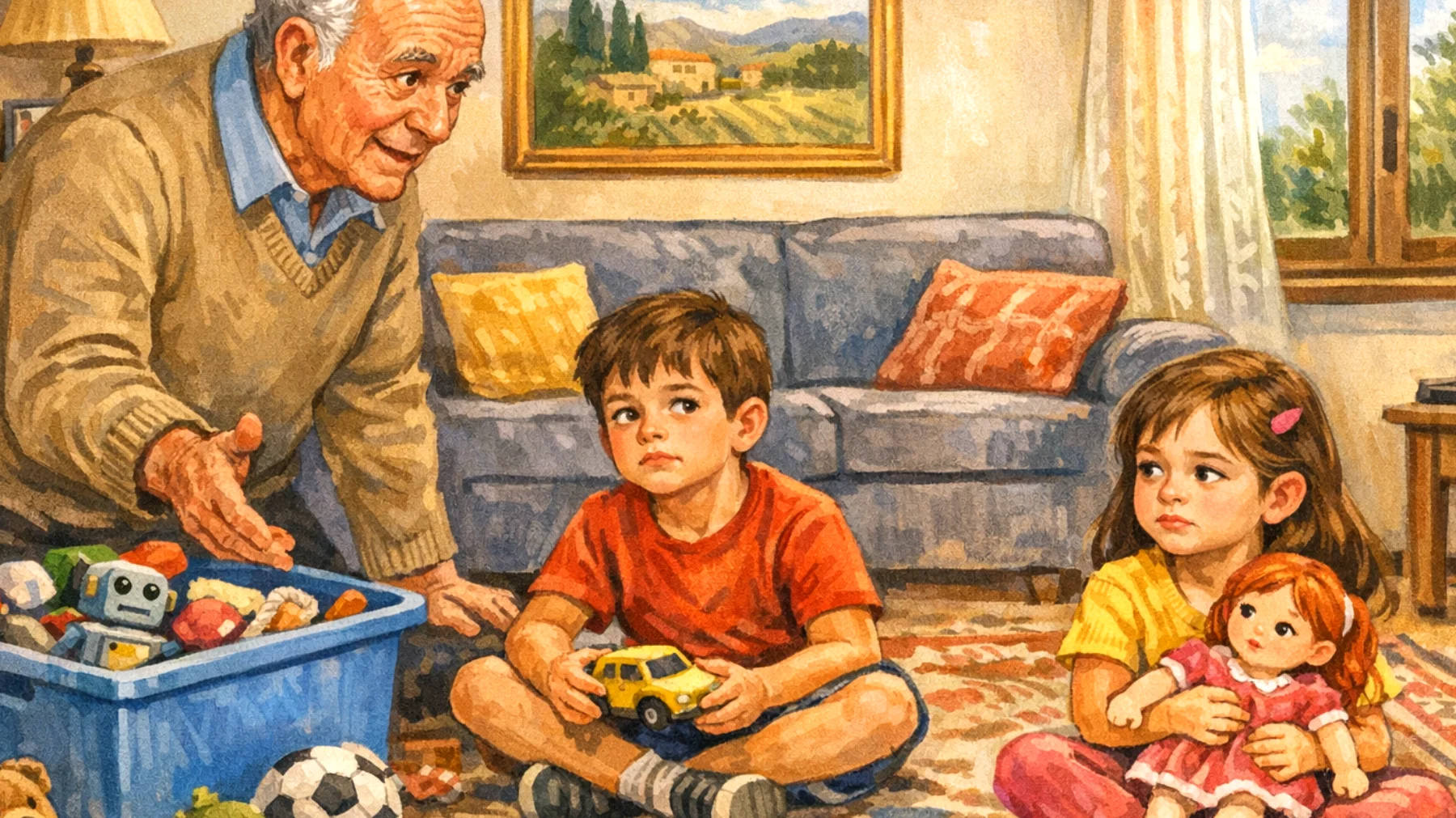 Il nonno fatica a coinvolgere i nipoti bambini nelle attività quotidiane come riordinare i giochi, apparecchiare o preparare insieme la merenda, sentendosi spesso ignorato o percependo resistenza e lamentele da parte loro"